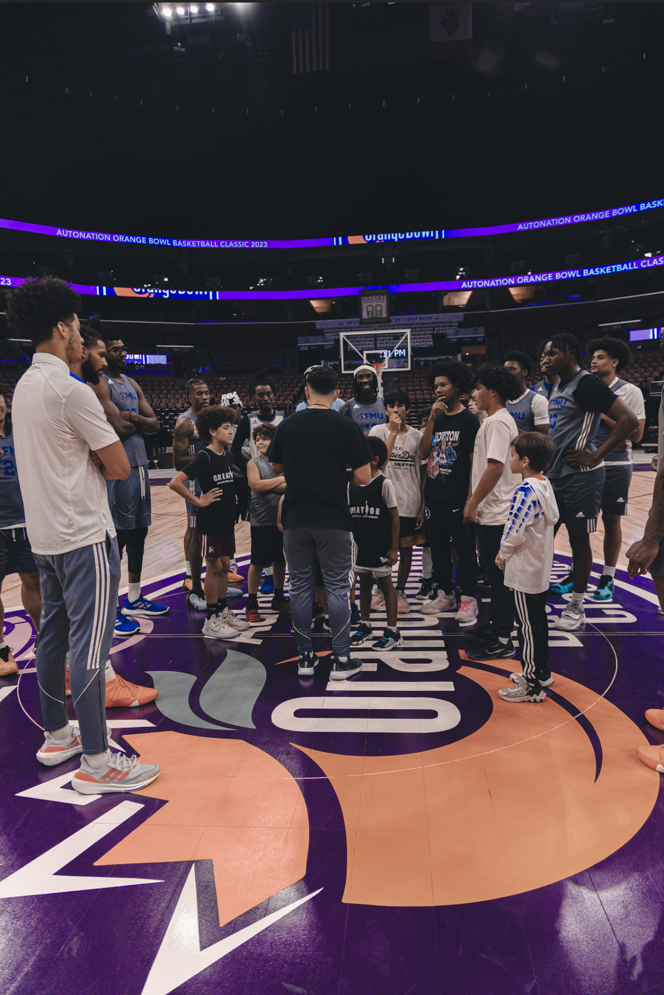Orange Bowl huddle with FMU